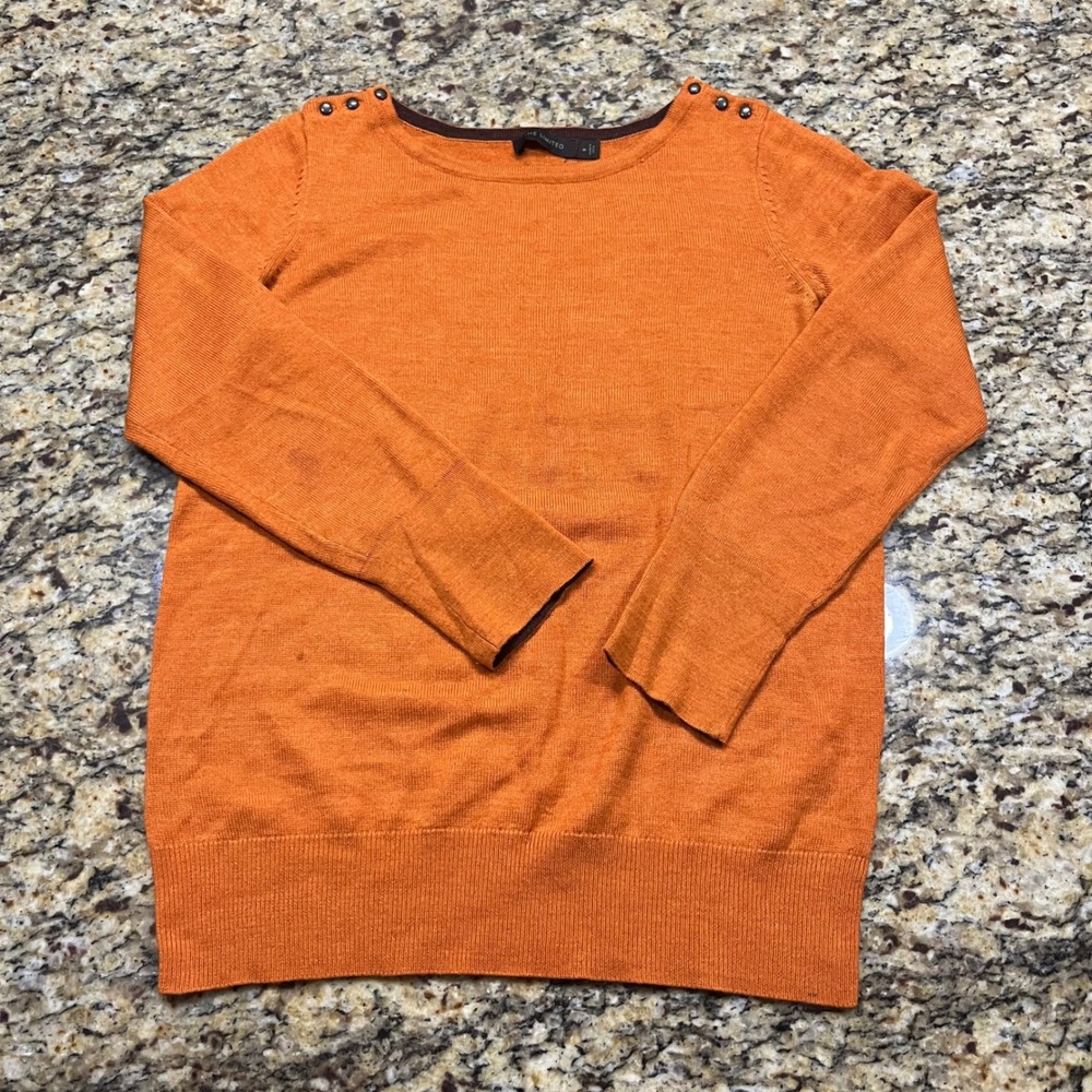 The Limited WomenBurnt Orange Knit Sweater Button Shoulder Pullover Size M